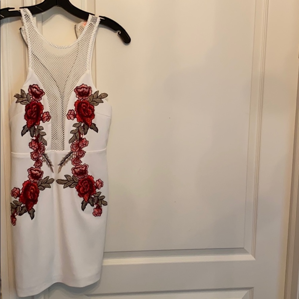 WHITE high neck Rose dress!